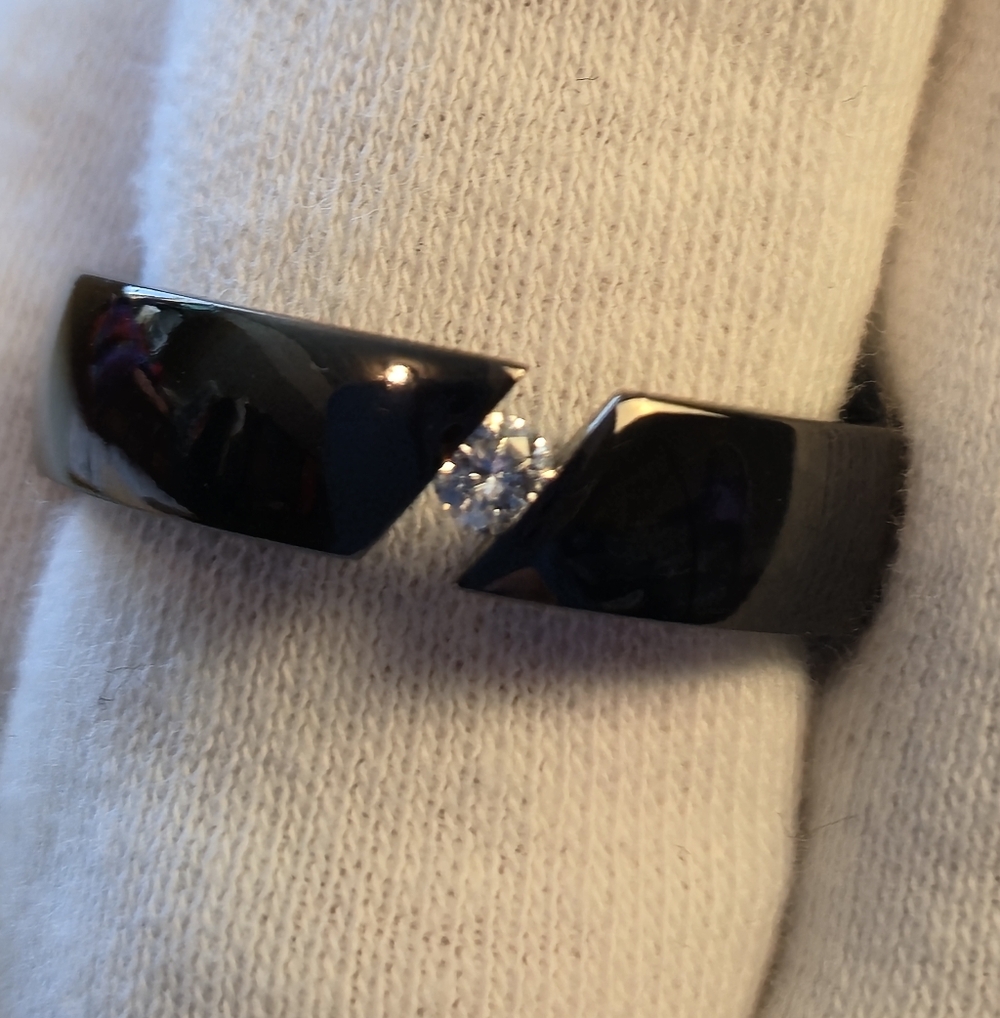 Titanium Tenson With Diamond Ring Band Mens 11